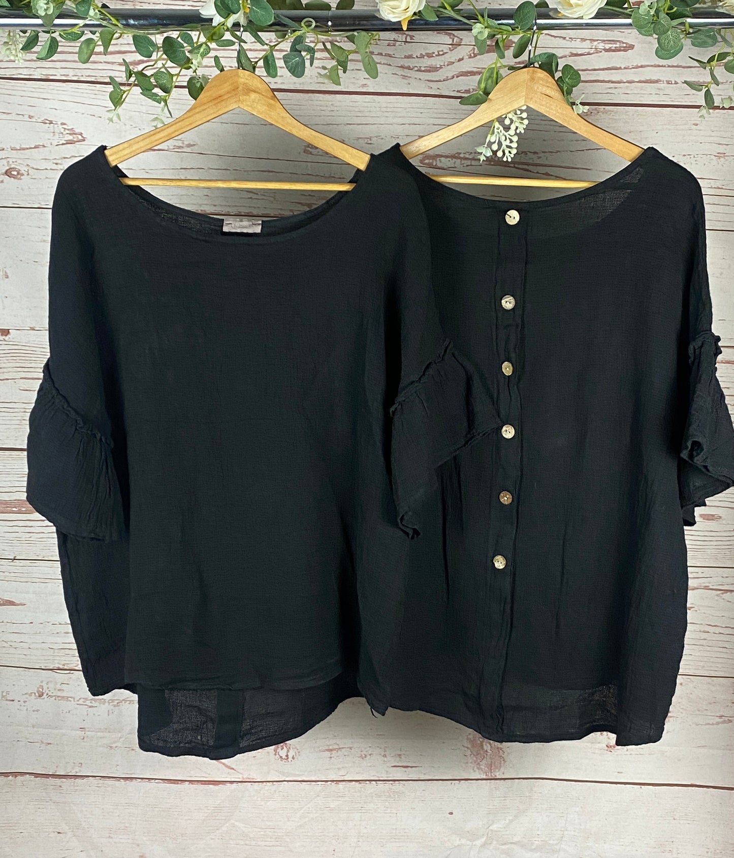 Shelly Back-Button Blouse