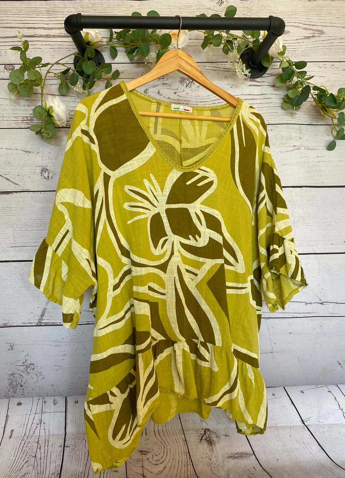 Leaf-Print Cotton Top