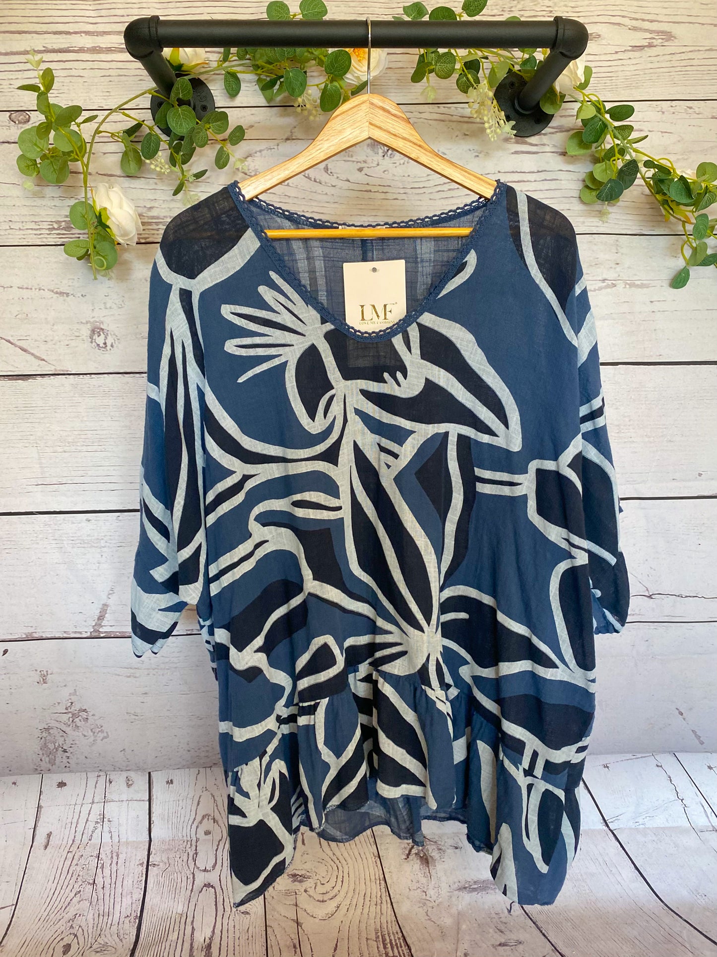 Leaf-Print Cotton Top