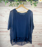 Raw Hem Silk Top