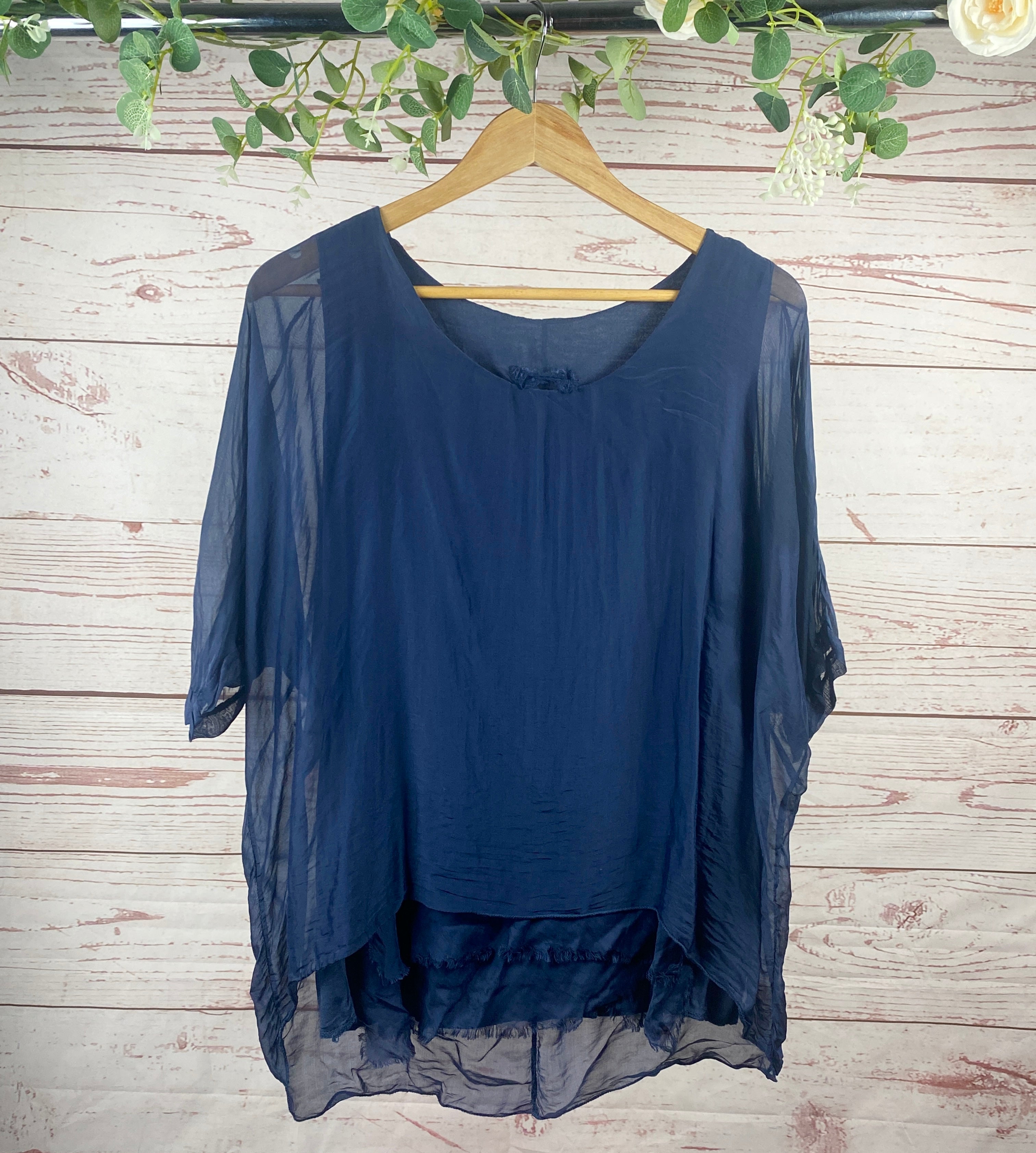 Raw Hem Silk Top