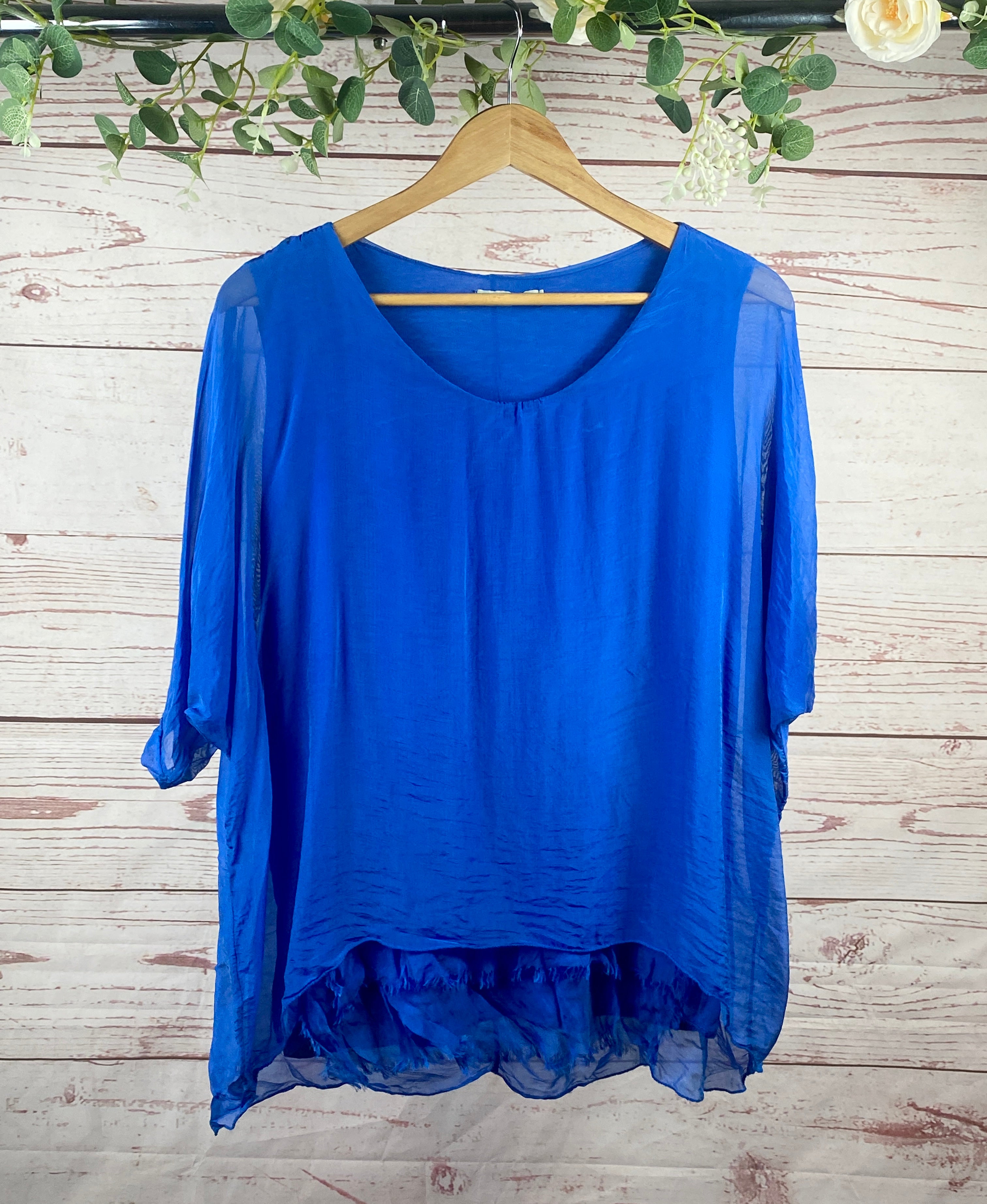 Raw Hem Silk Top
