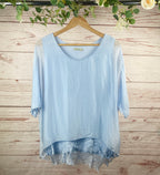 Raw Hem Silk Top
