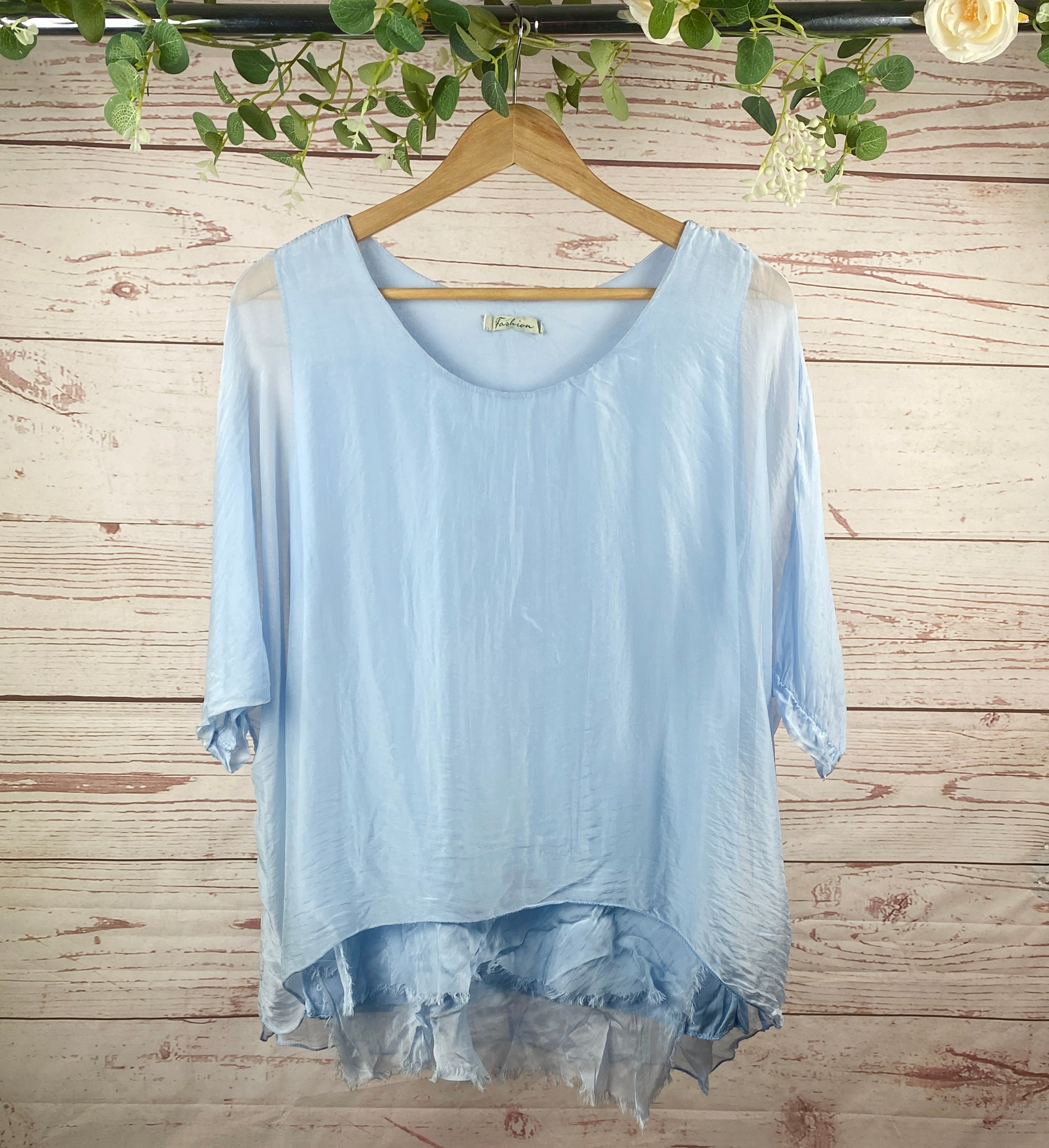 Raw Hem Silk Top