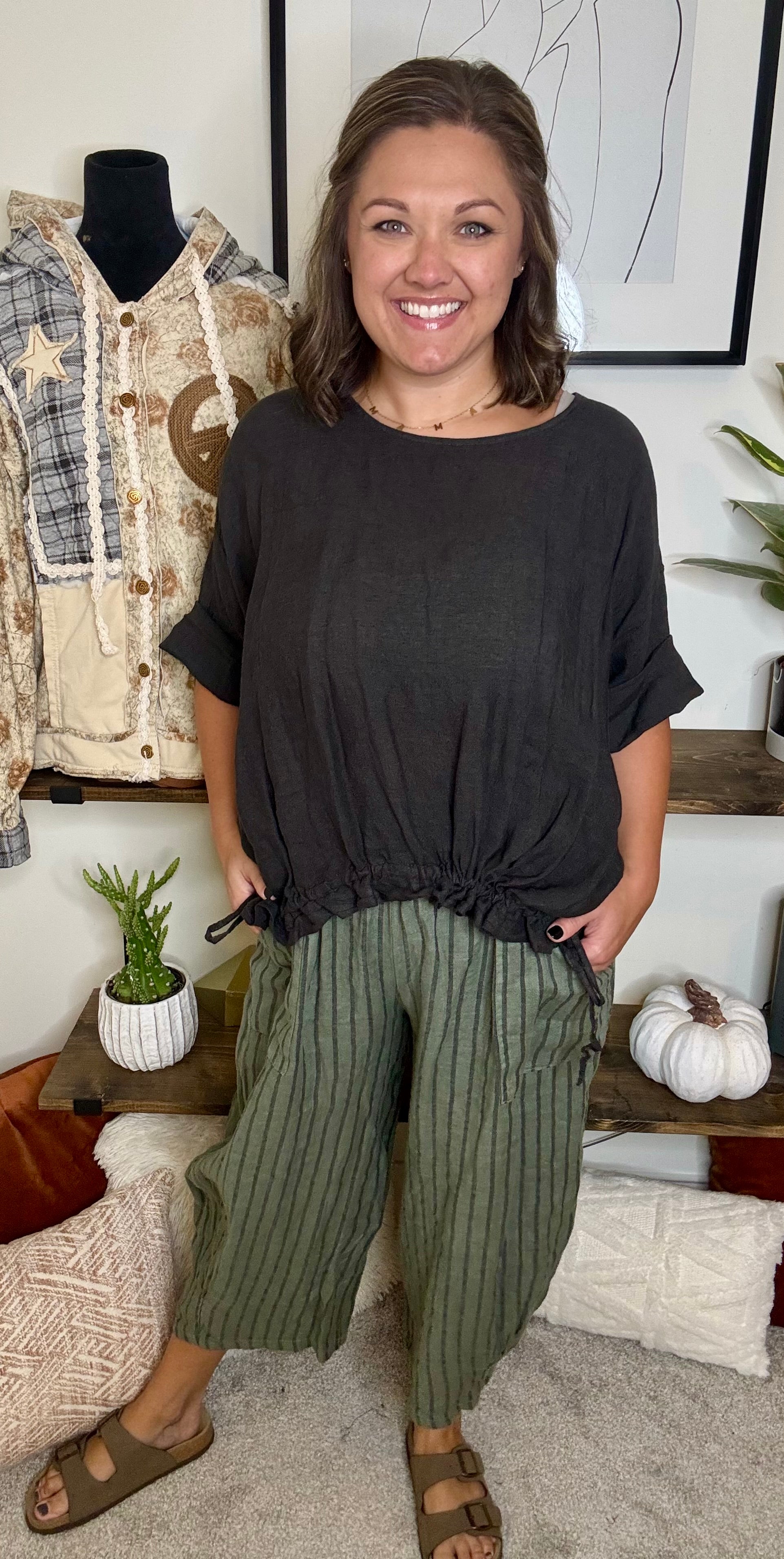 Cindy Striped Linen Pants
