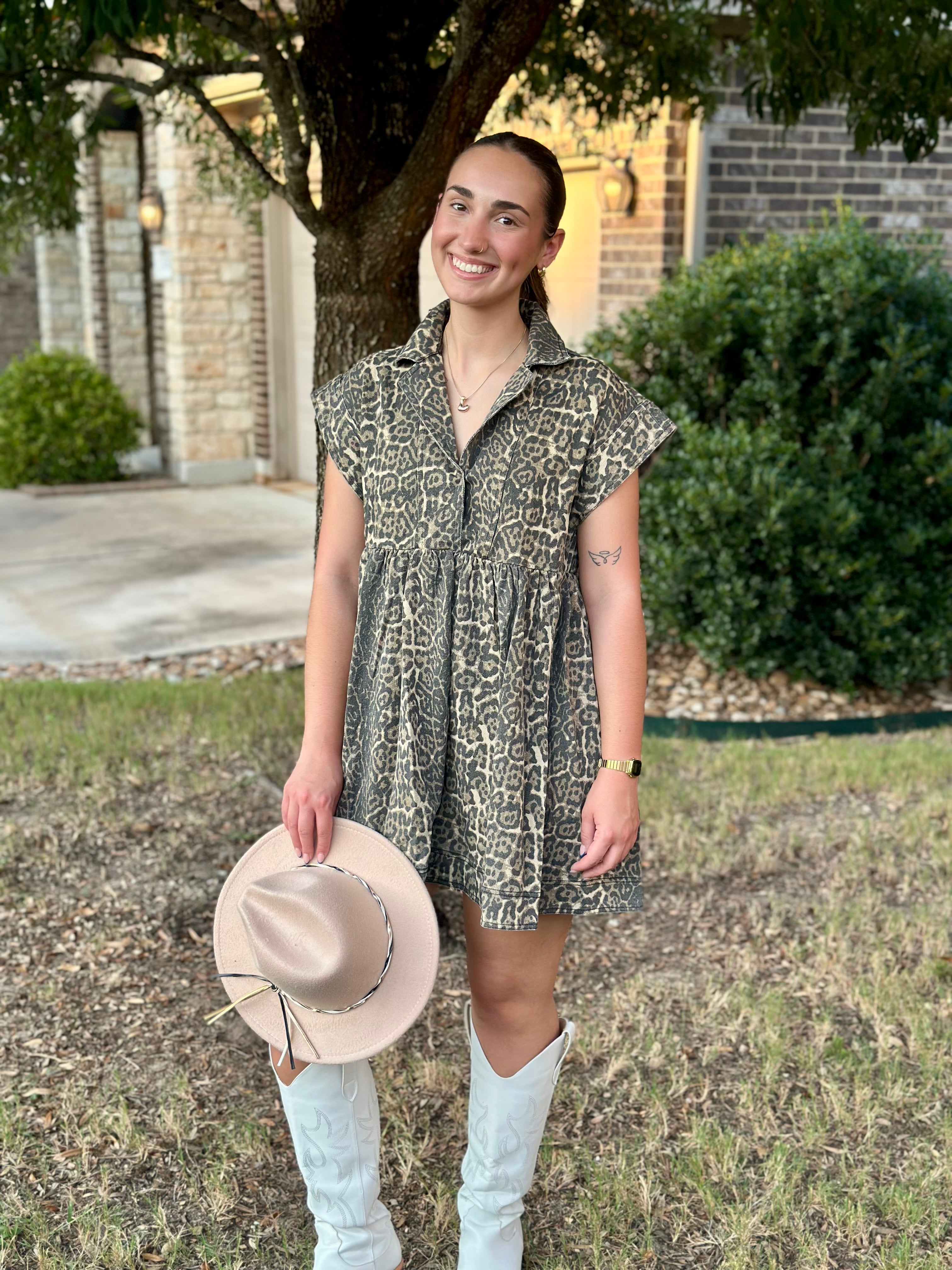 Leopard Denim Mini Dress