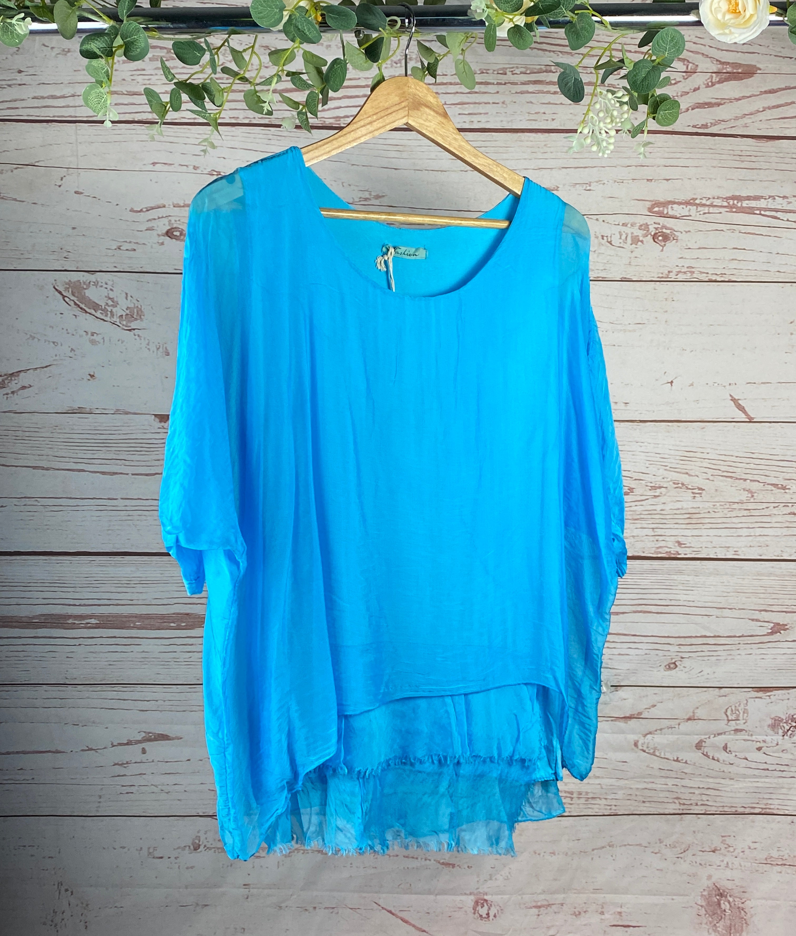 Raw Hem Silk Top