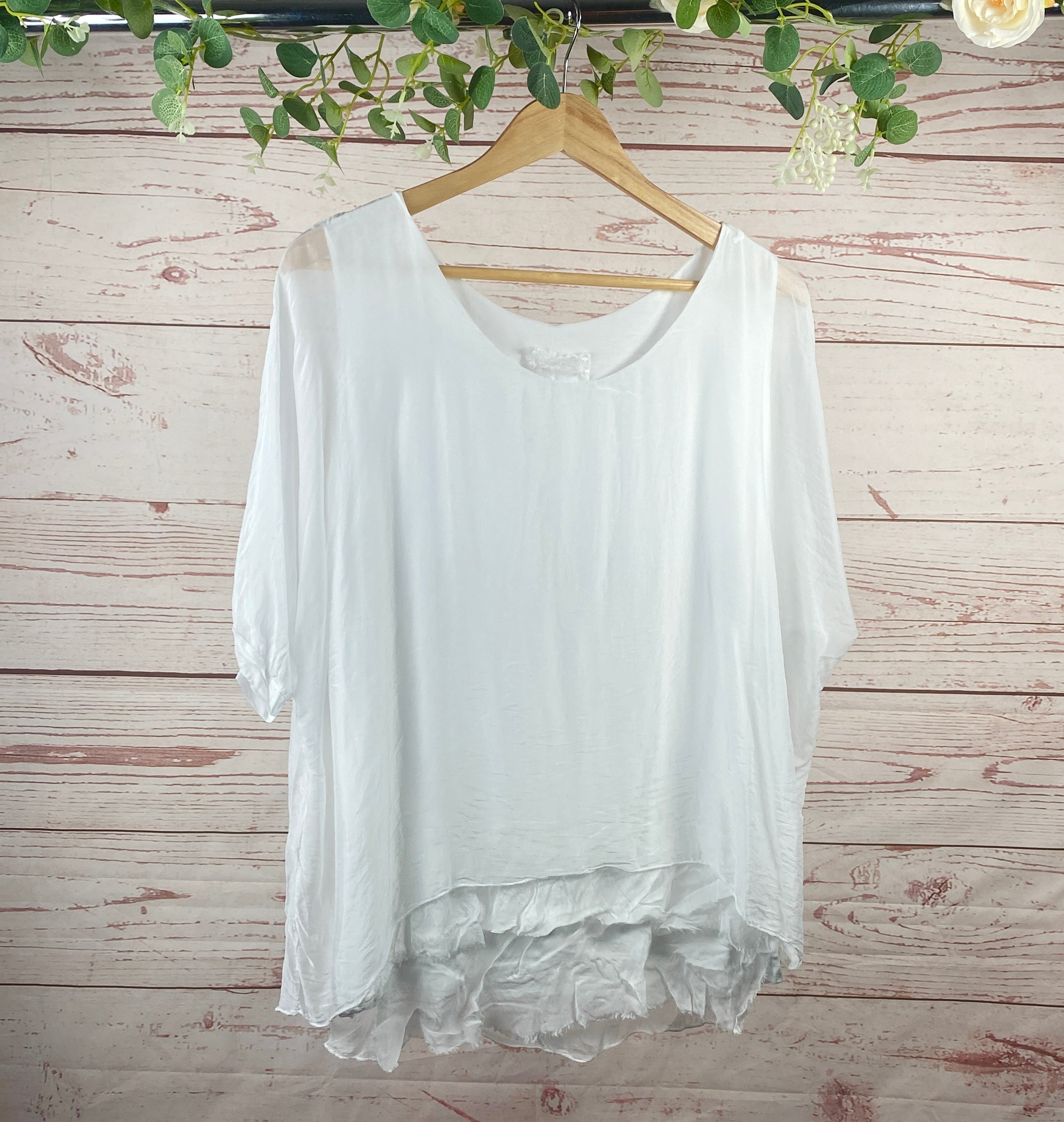 Raw Hem Silk Top