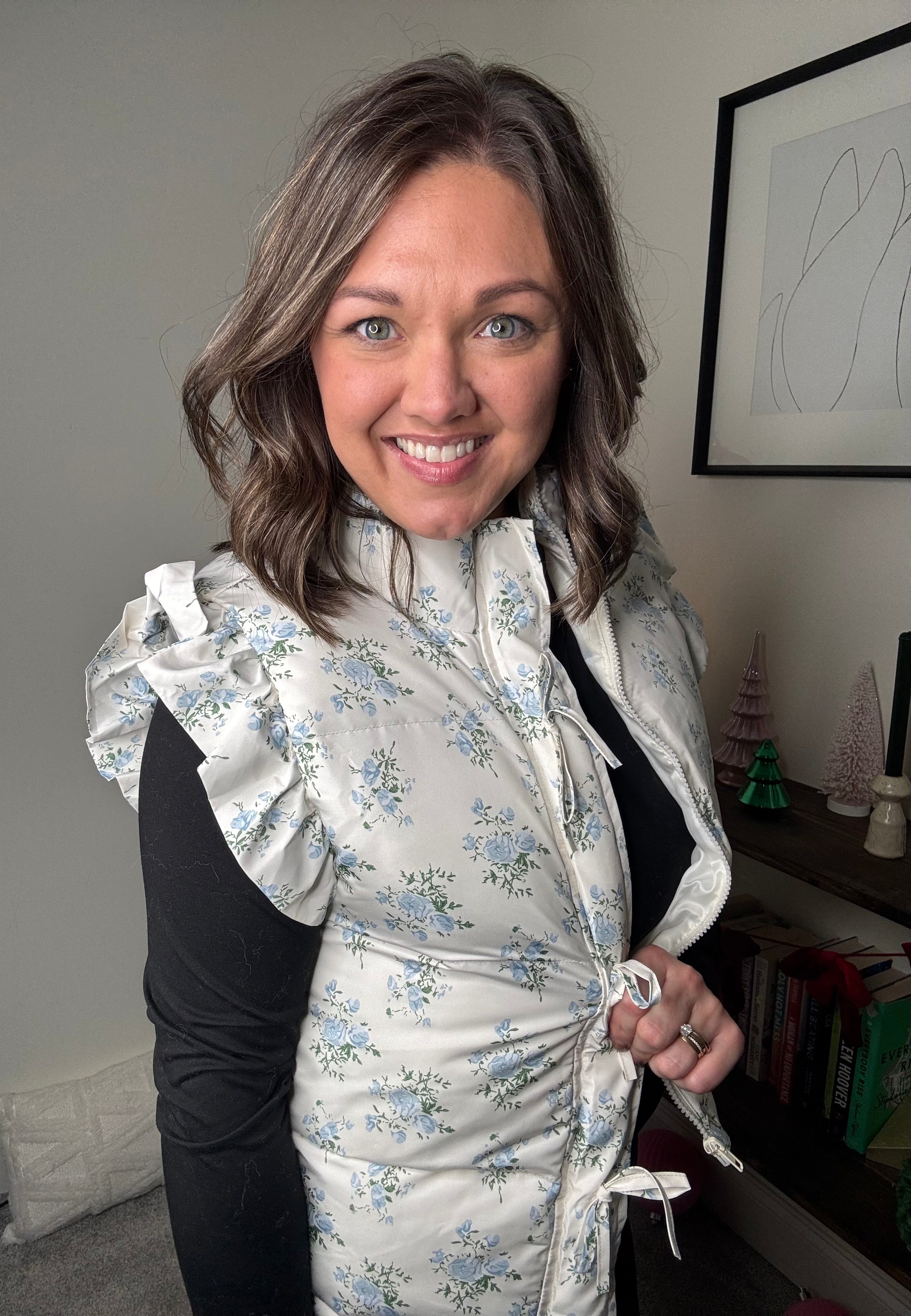 Floral Ruffle Tie Vest