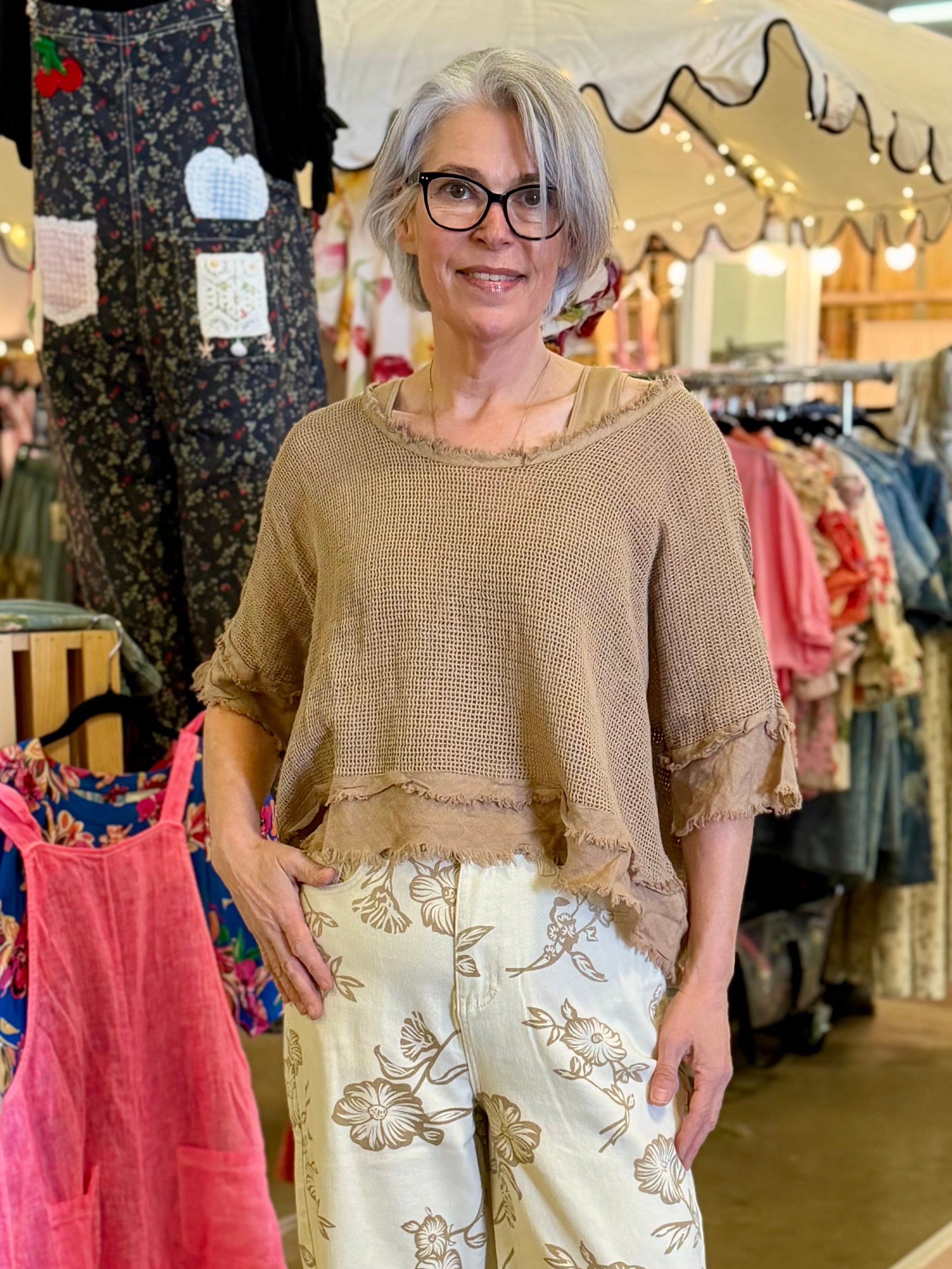 Beige Taupe Outline Pants
