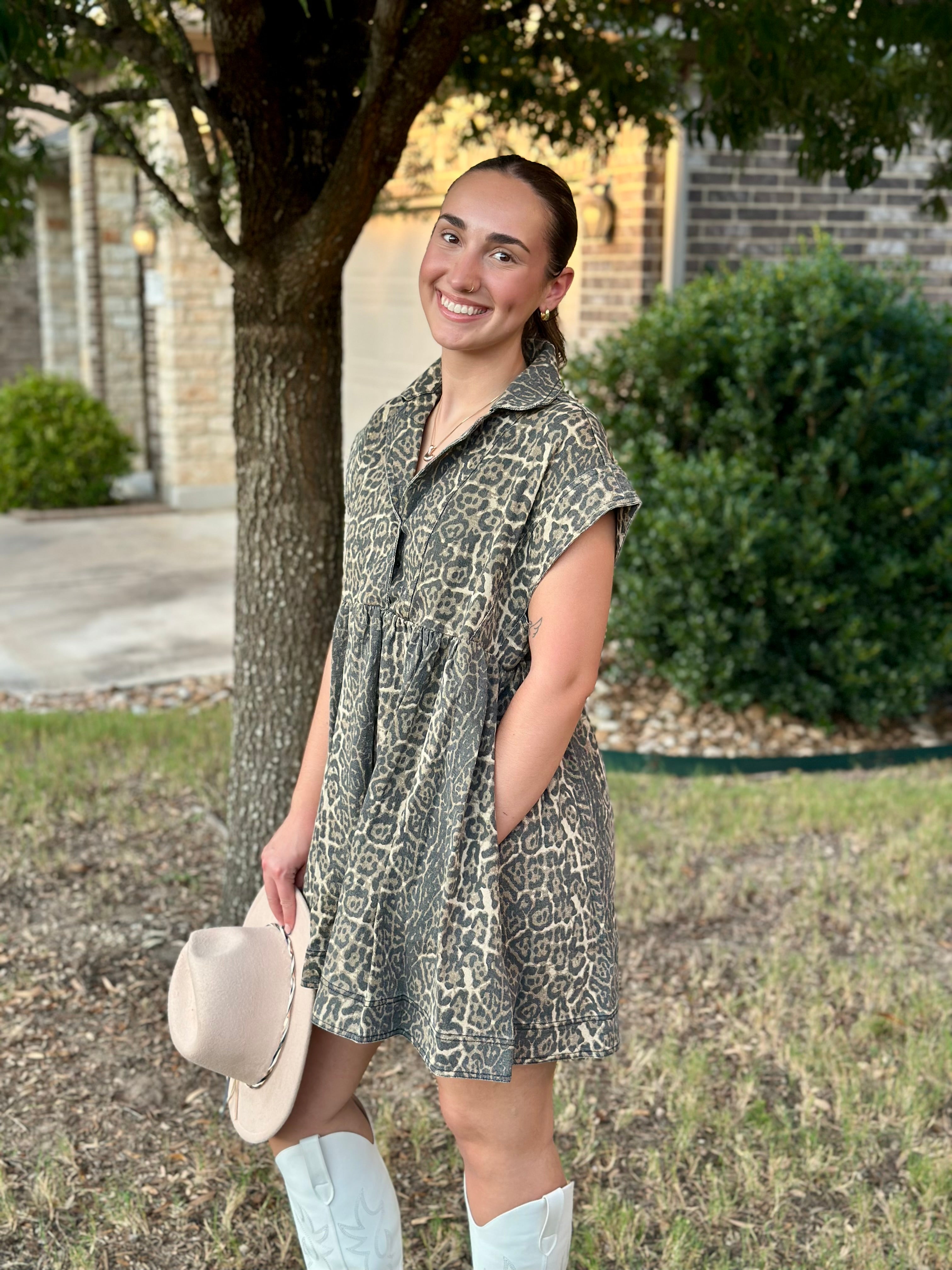 Leopard Denim Mini Dress