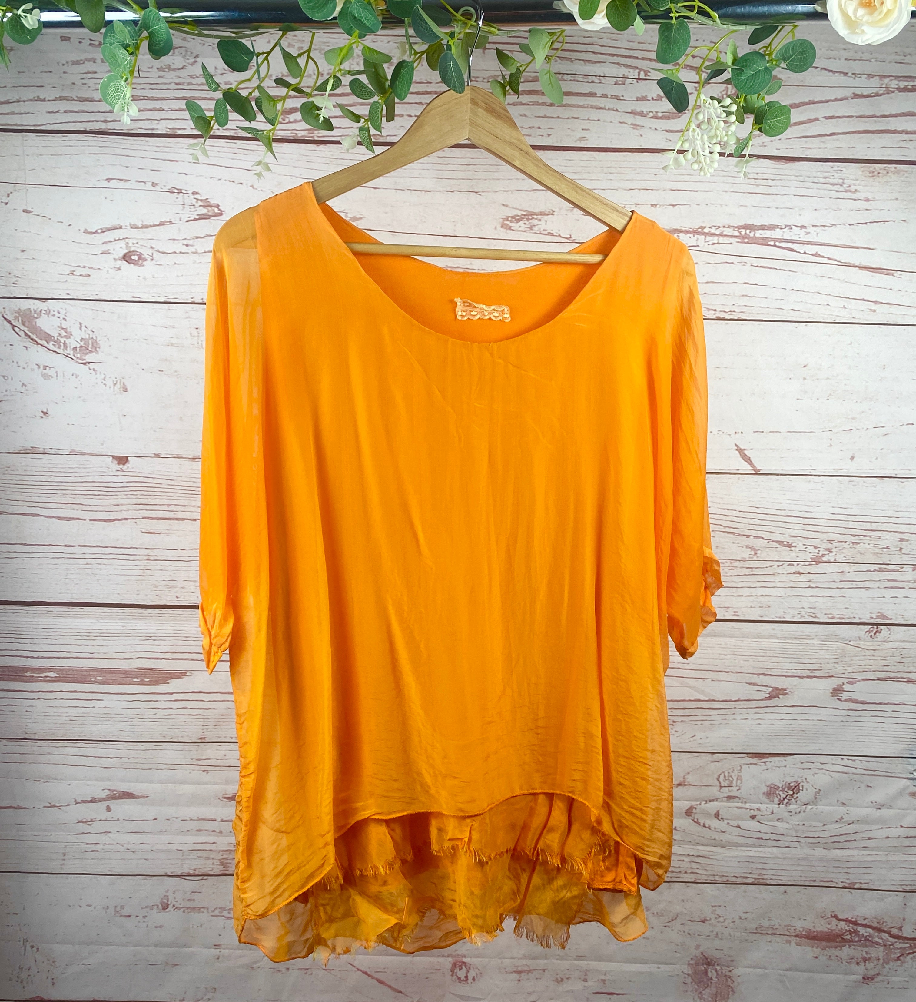 Raw Hem Silk Top