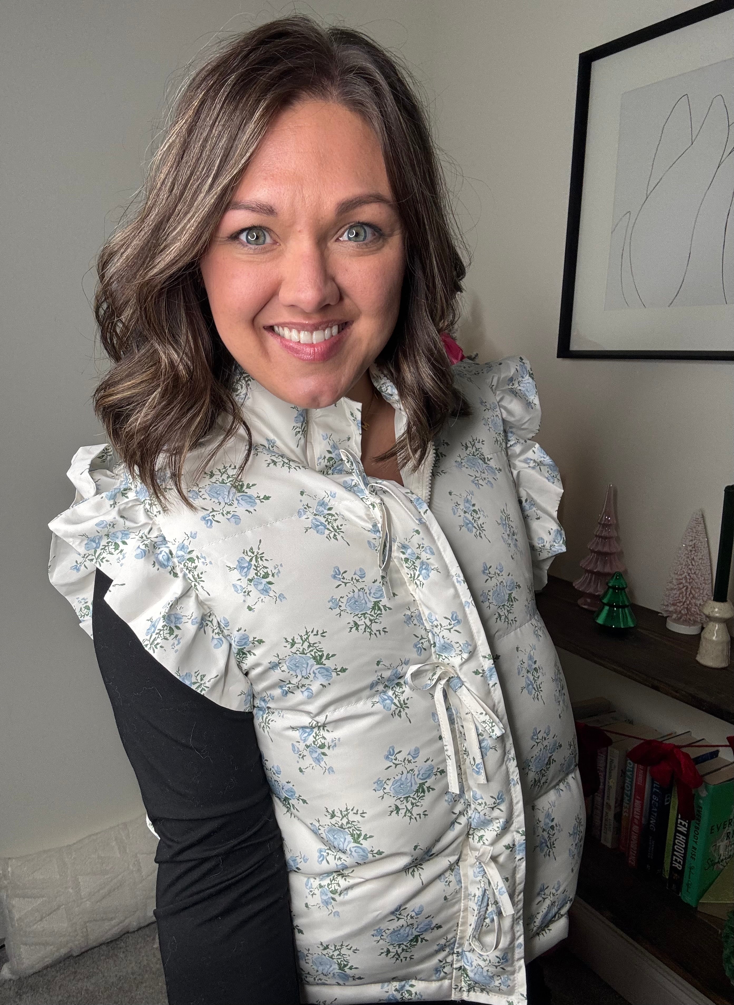 Floral Ruffle Tie Vest