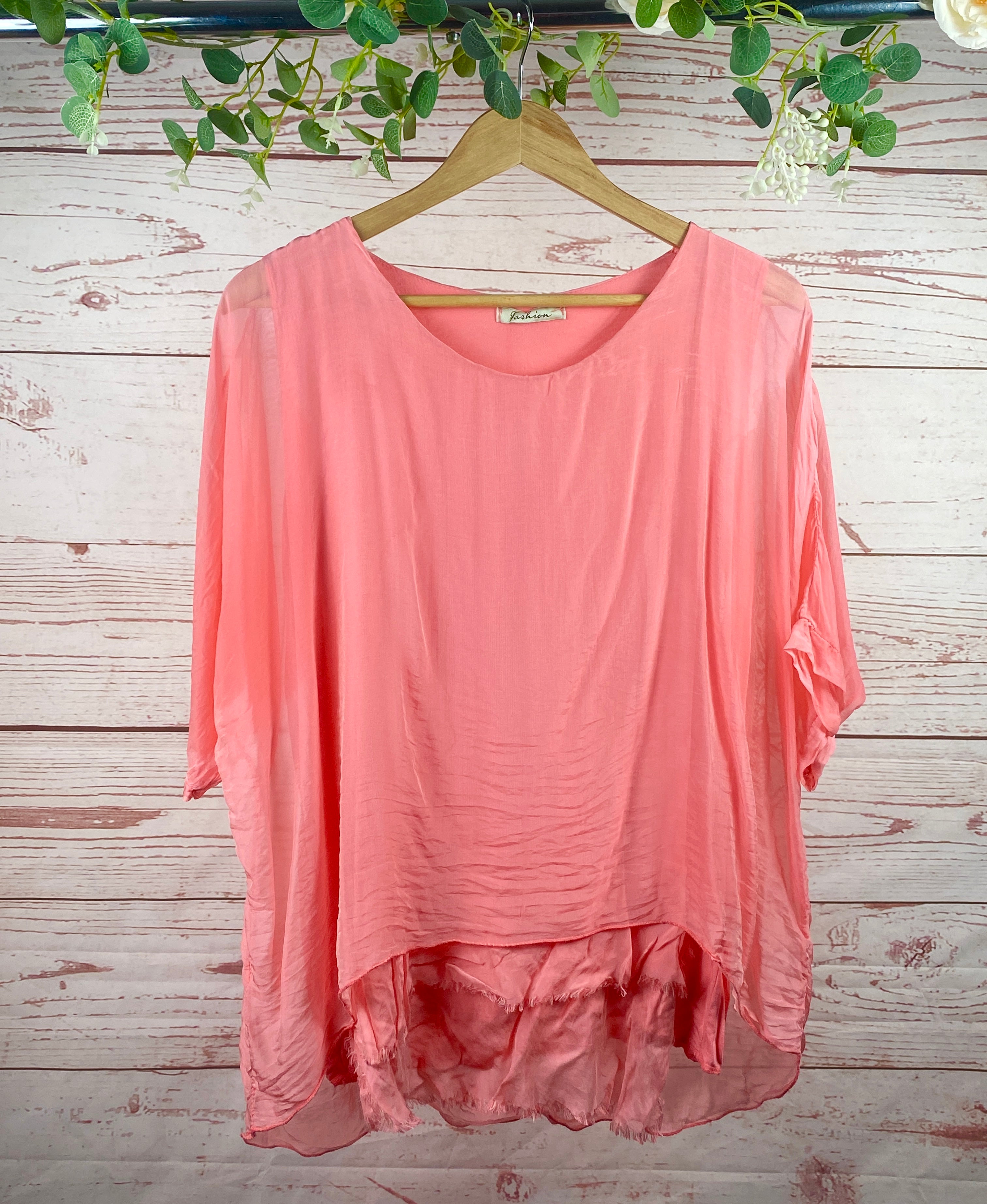 Raw Hem Silk Top