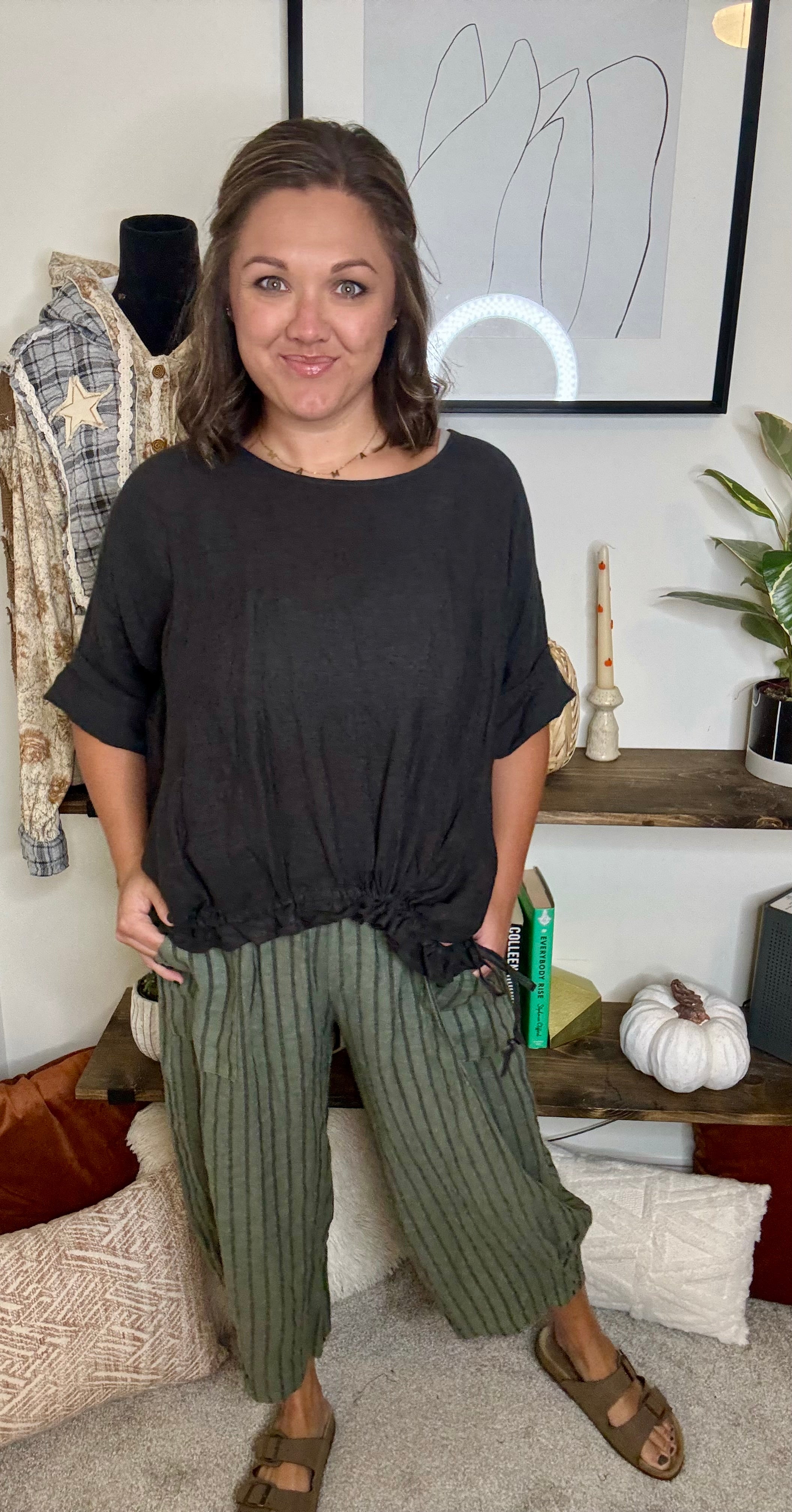 Cindy Striped Linen Pants