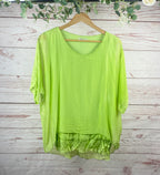Raw Hem Silk Top