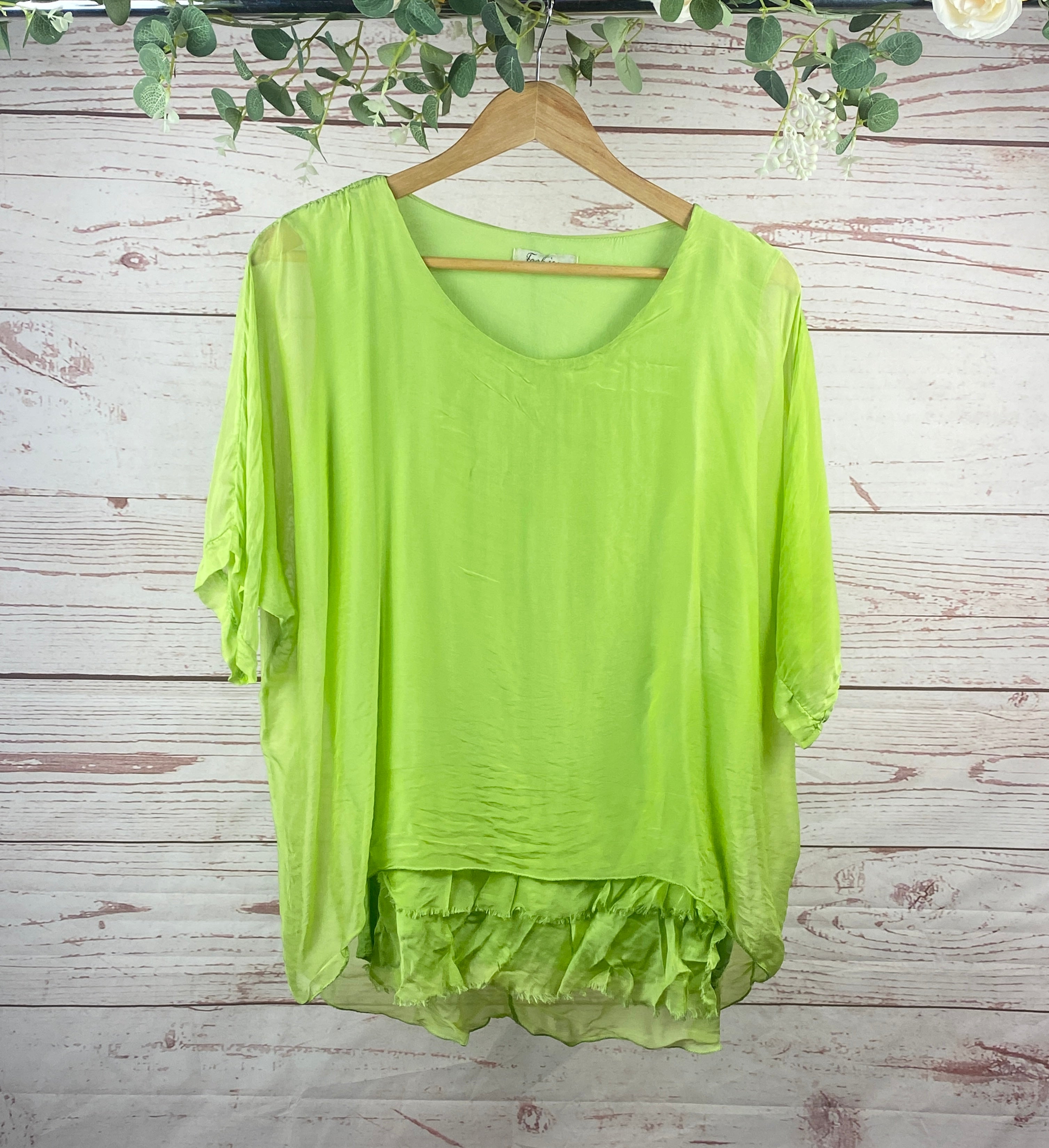 Raw Hem Silk Top
