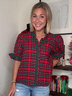 Frances Plaid Puff Sleeve Top