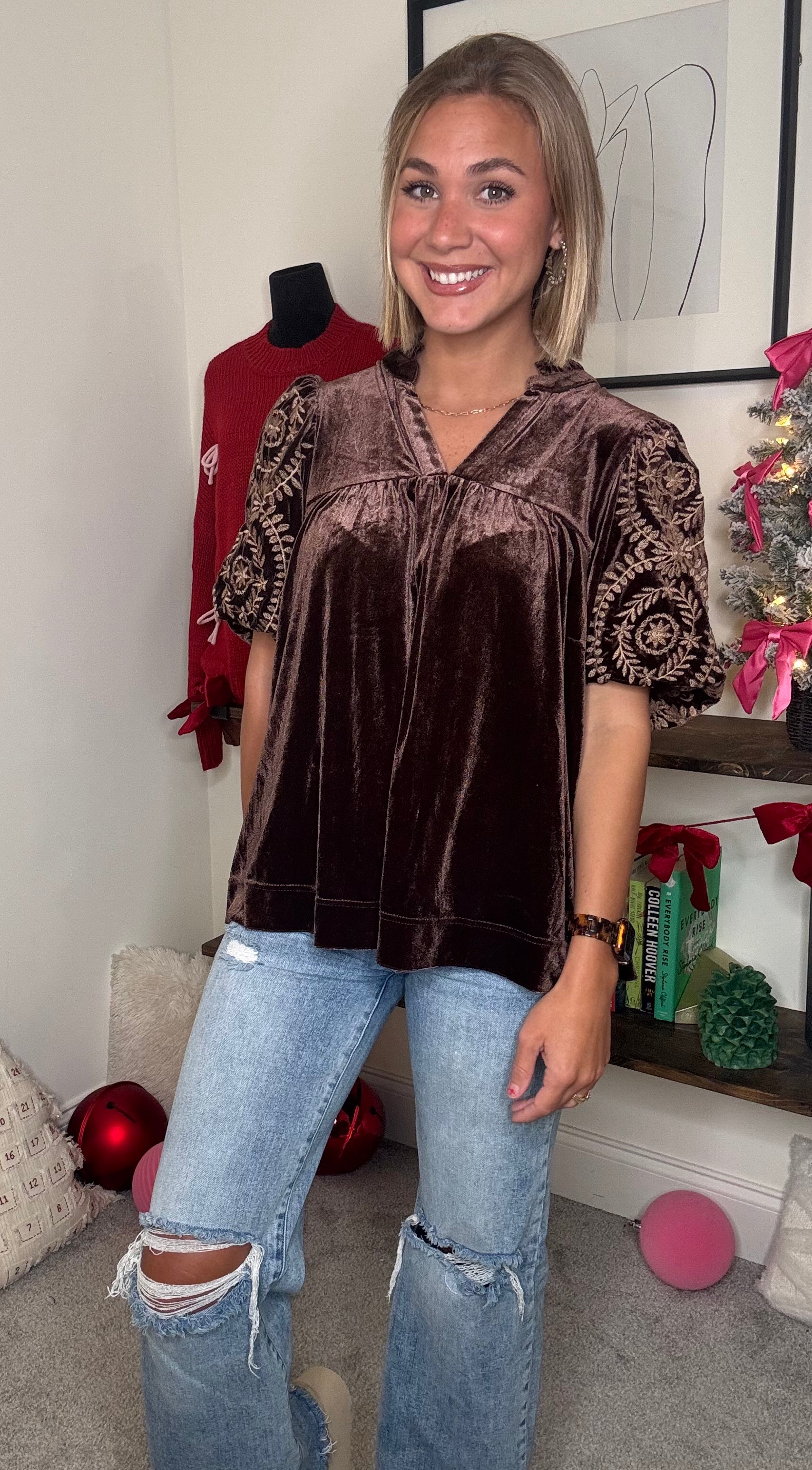 Margaret Brown Velvet Top