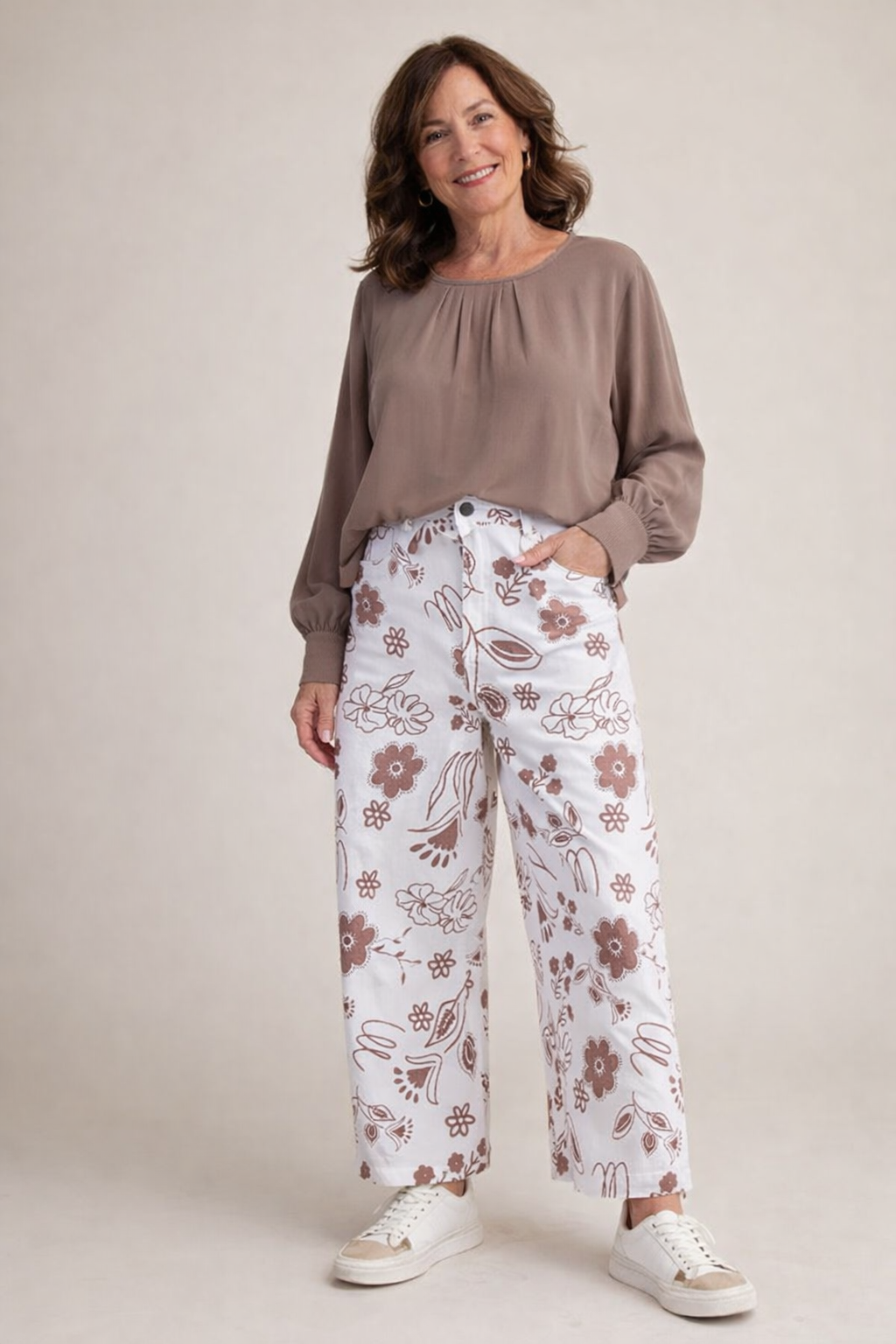 Printed Mocha Floral Pant