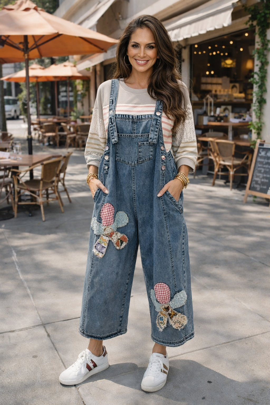 Patchwork Daisy Denim Jumpsuit