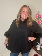 Black Fur Lined Poncho DOORBUSTER