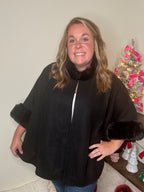 Black Fur Lined Poncho DOORBUSTER