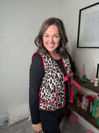 Leopard Vest with Red Trim