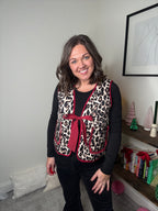 Leopard Vest with Red Trim