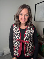 Leopard Vest with Red Trim