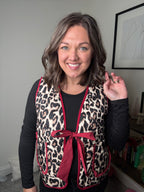 Leopard Vest with Red Trim