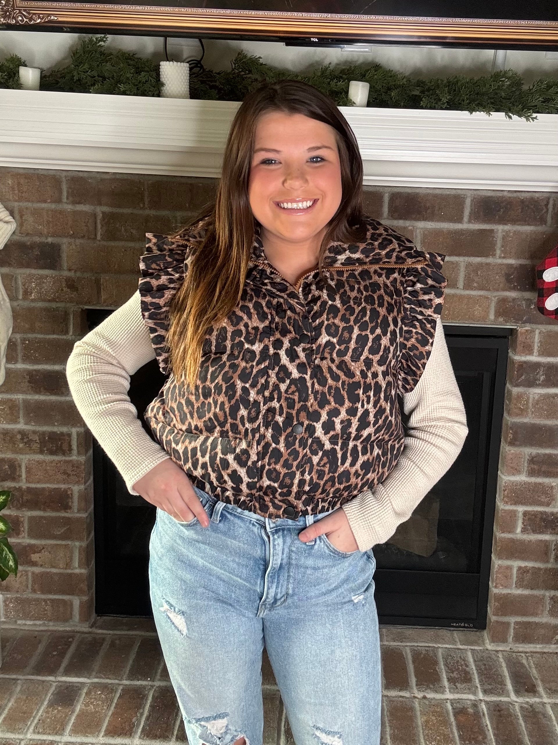 Wild Side Leopard Ruffle Vest