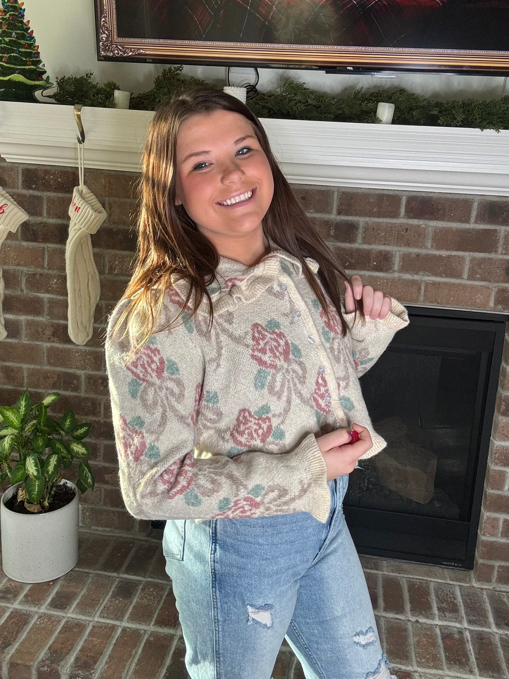 Blush Garden Floral Button Cardigan