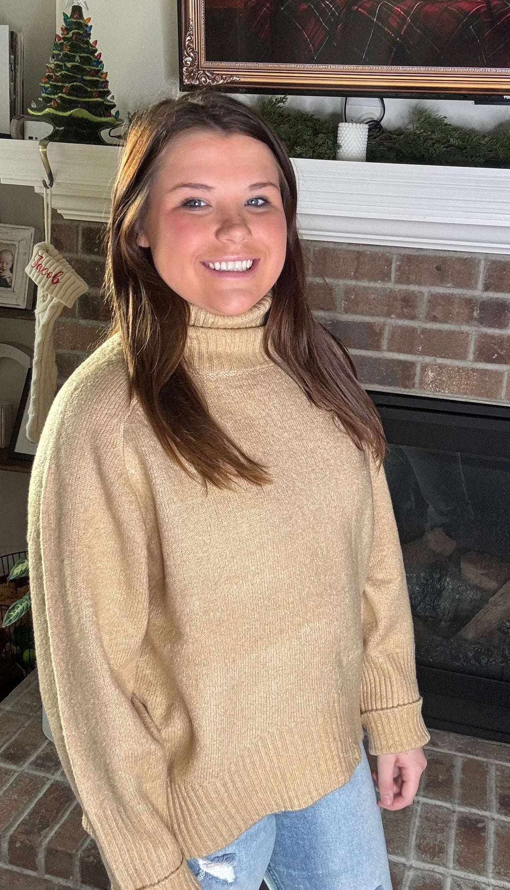 Cozy Up Camel Turtleneck Sweater