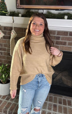 Cozy Up Camel Turtleneck Sweater