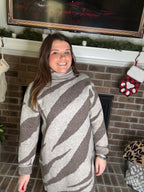 Call Me Wild Zebra Knit Sweater Dress