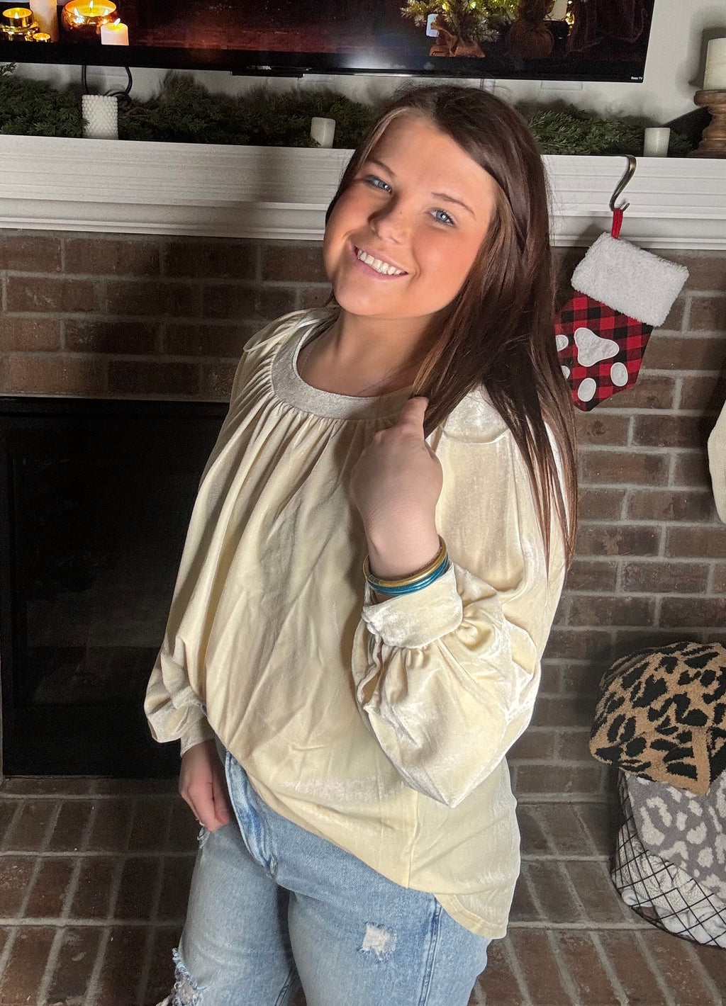 Champagne Kiss Velvet Top