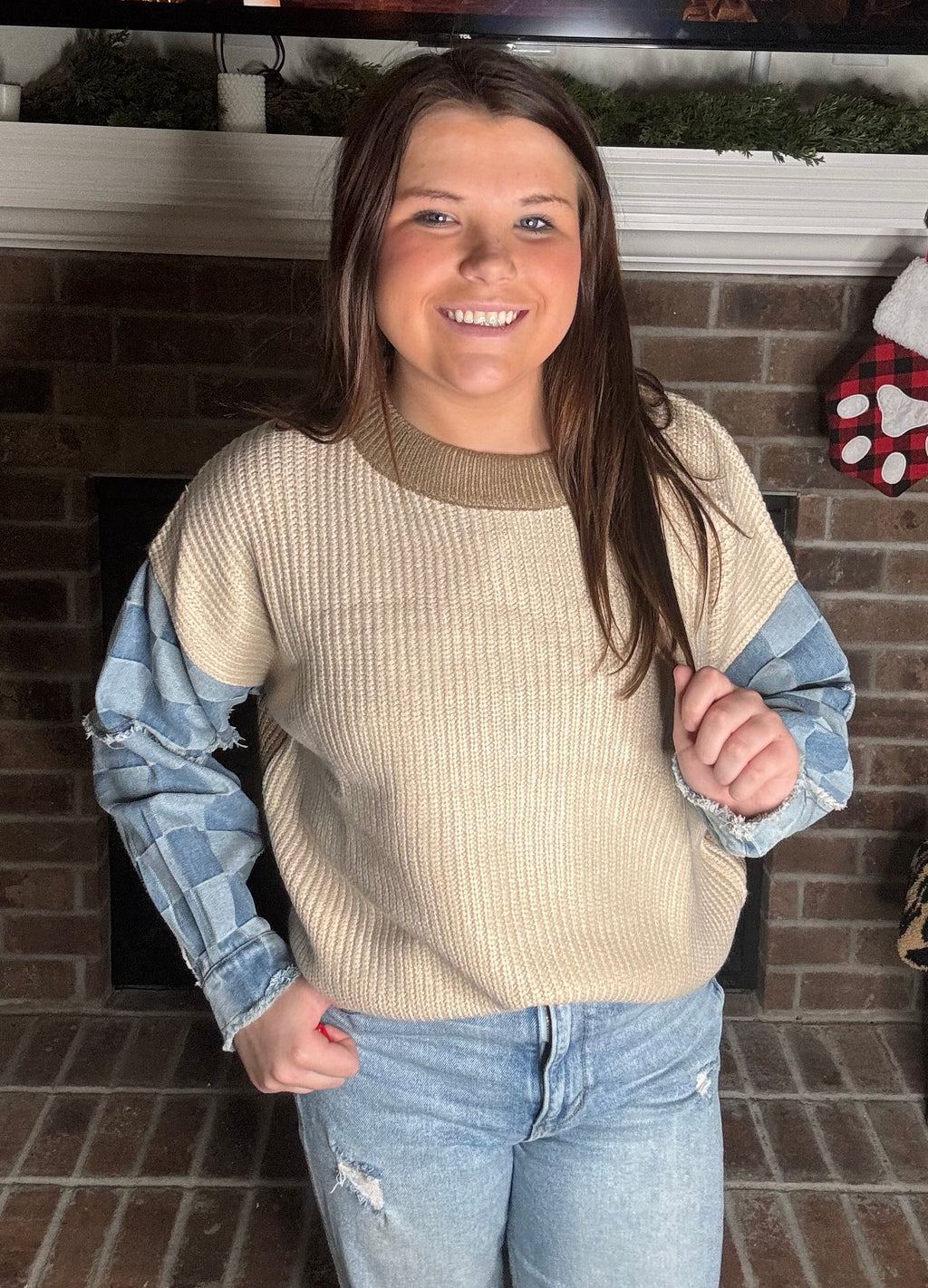 Mixed Feelings Patch Sleeve Sweater