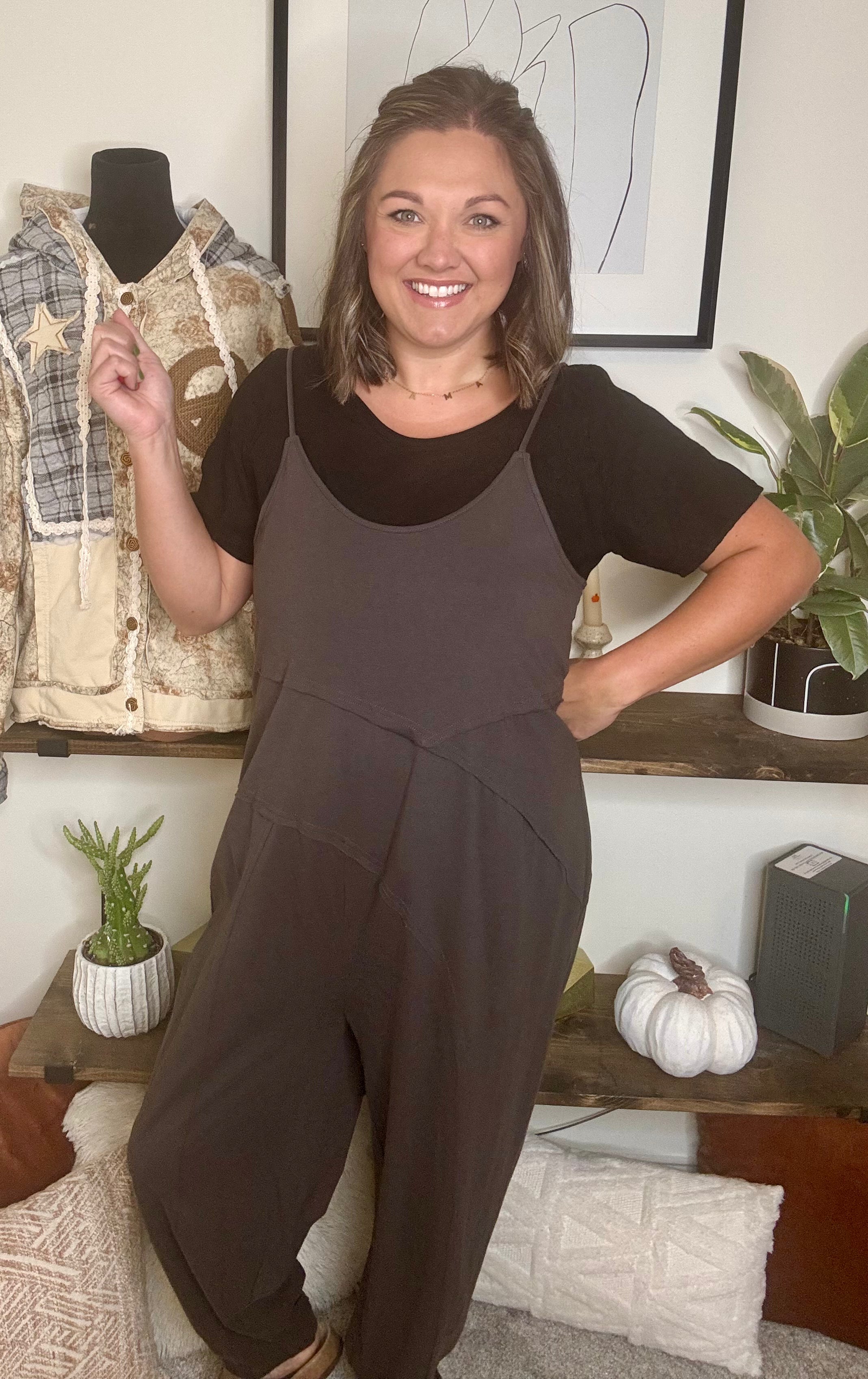 Rosalind Grey Cotton Jumpsuit
