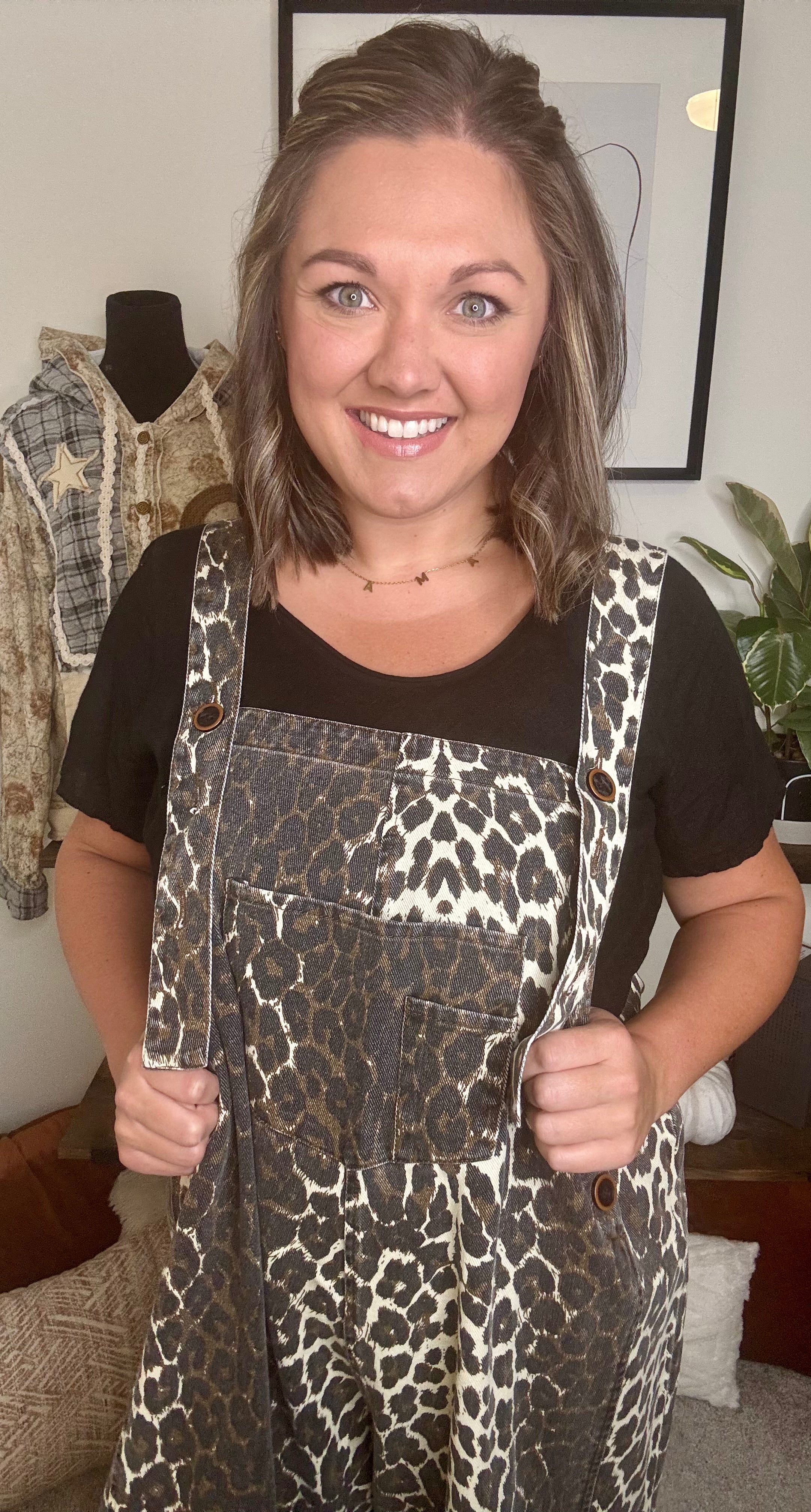Josephine Leopard Print Overalls