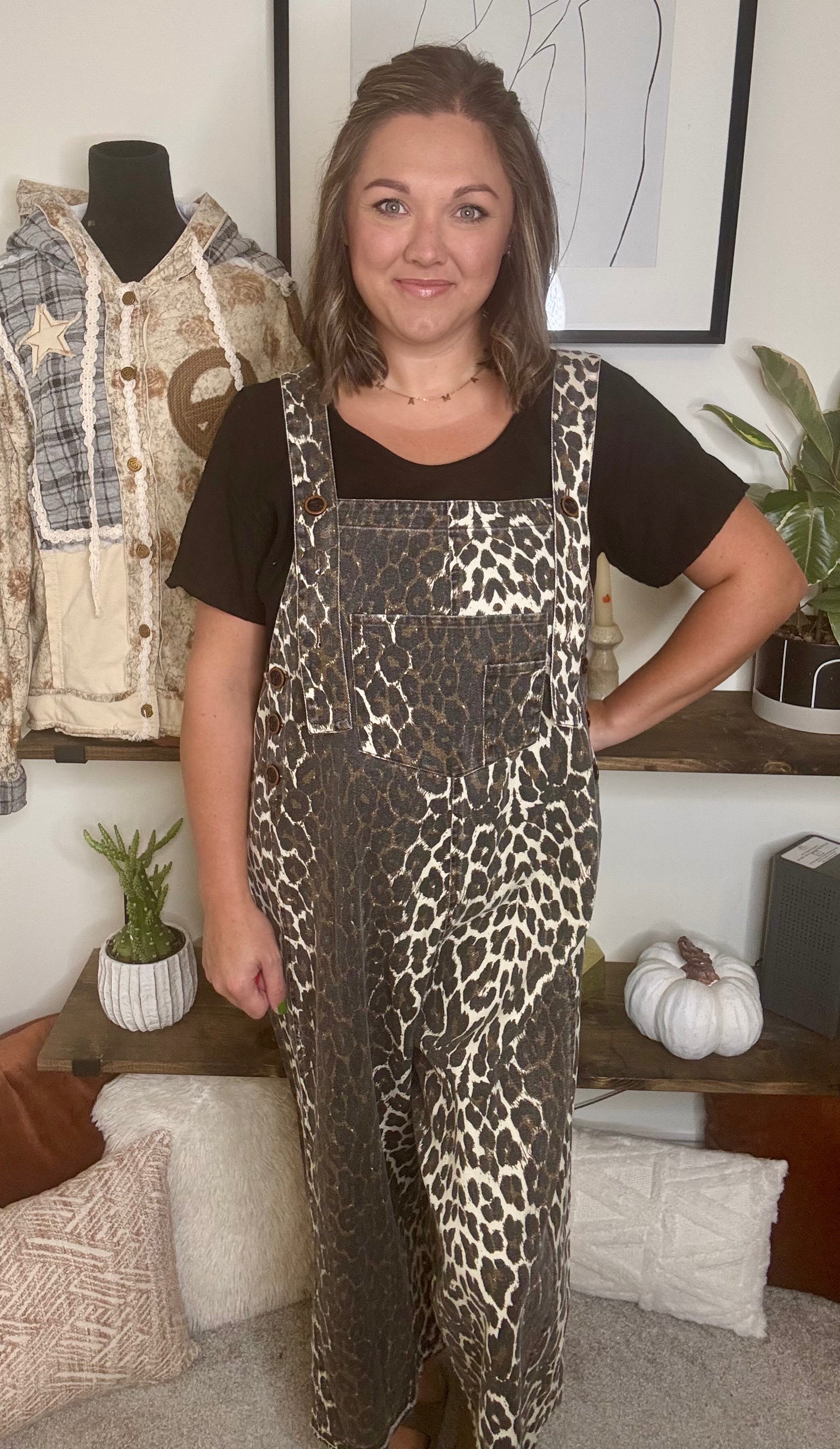 Josephine Leopard Print Overalls