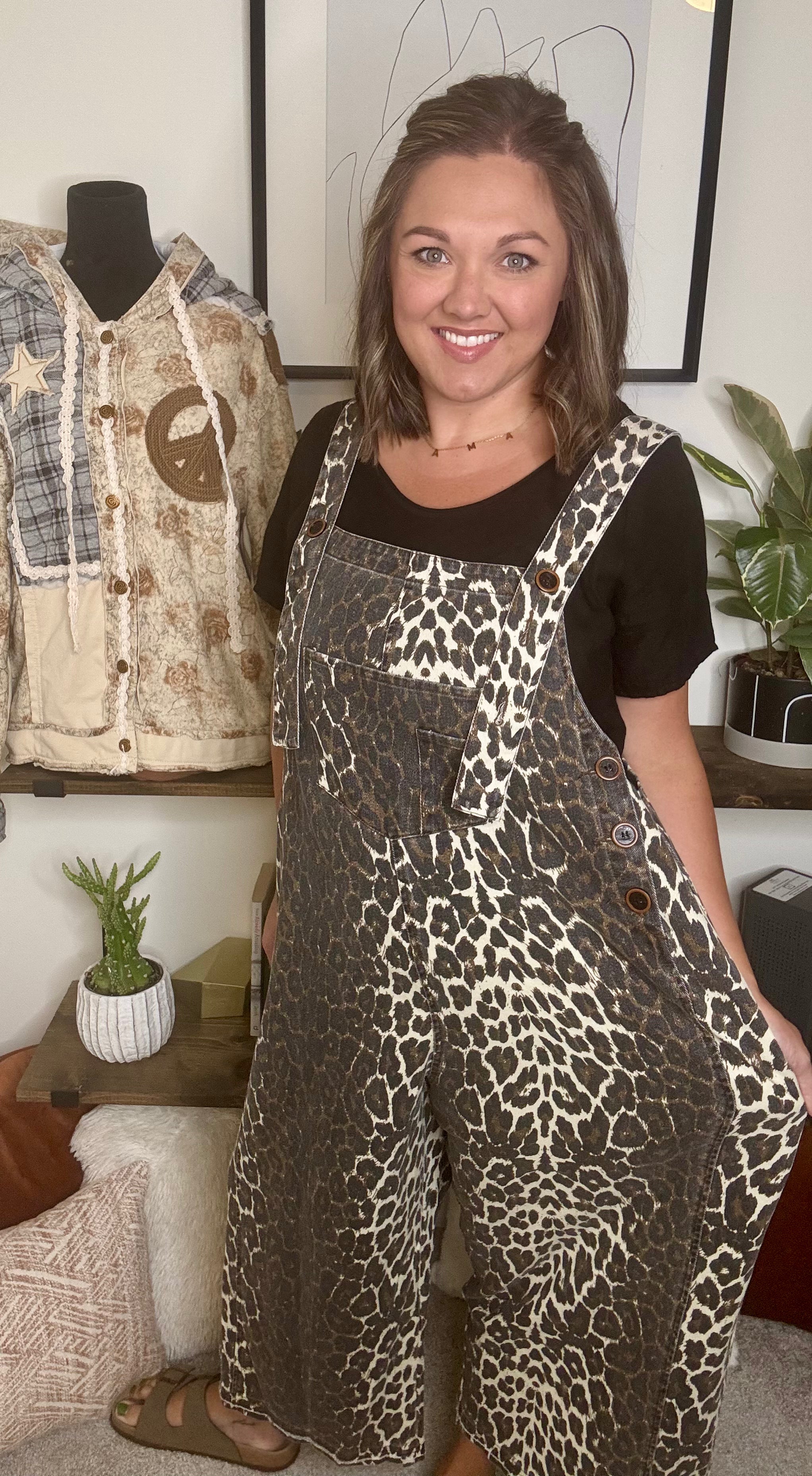 Josephine Leopard Print Overalls