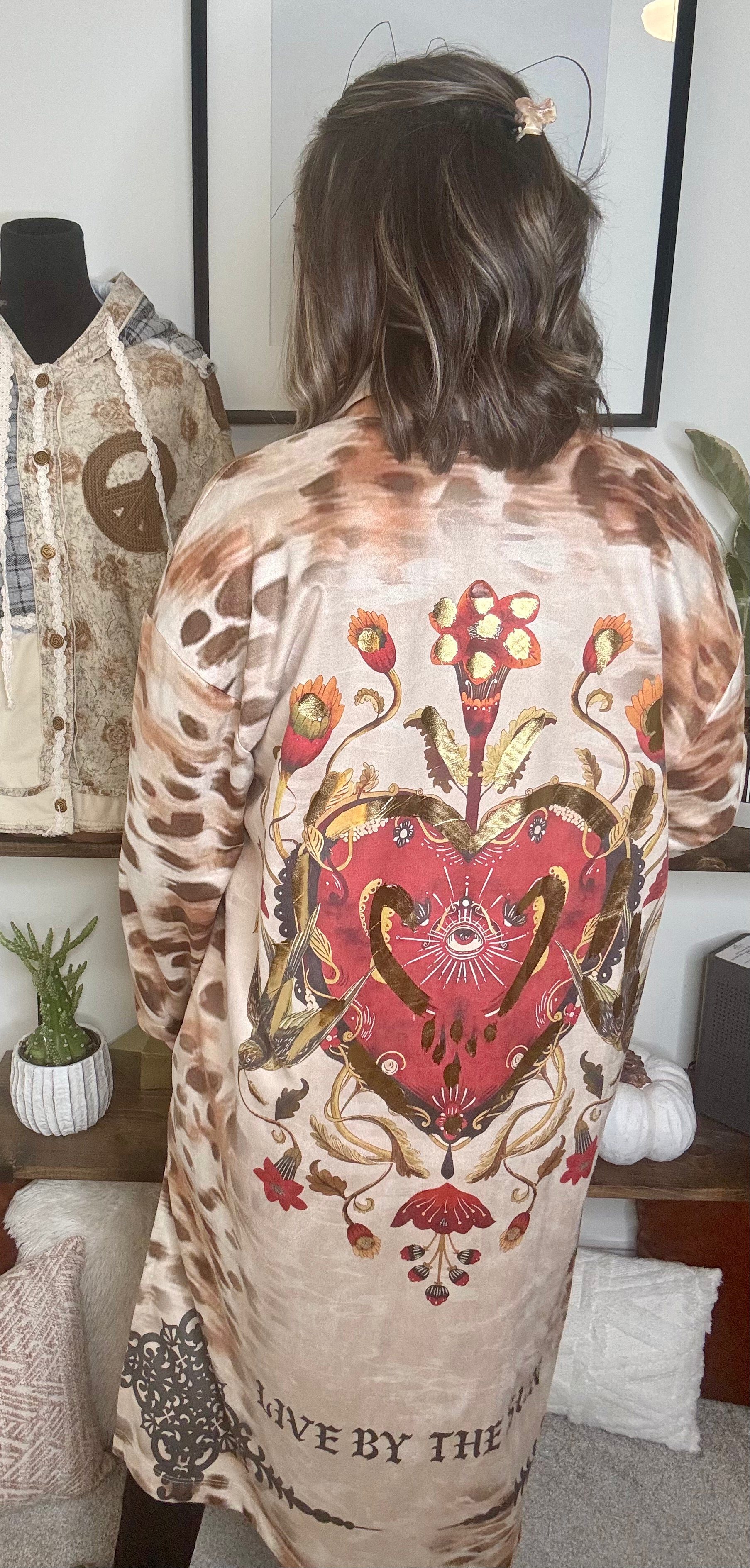 Italian-Made “Live by the Sun” Printed Duster Kimono
