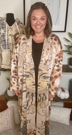 Italian-Made “Live by the Sun” Printed Duster Kimono
