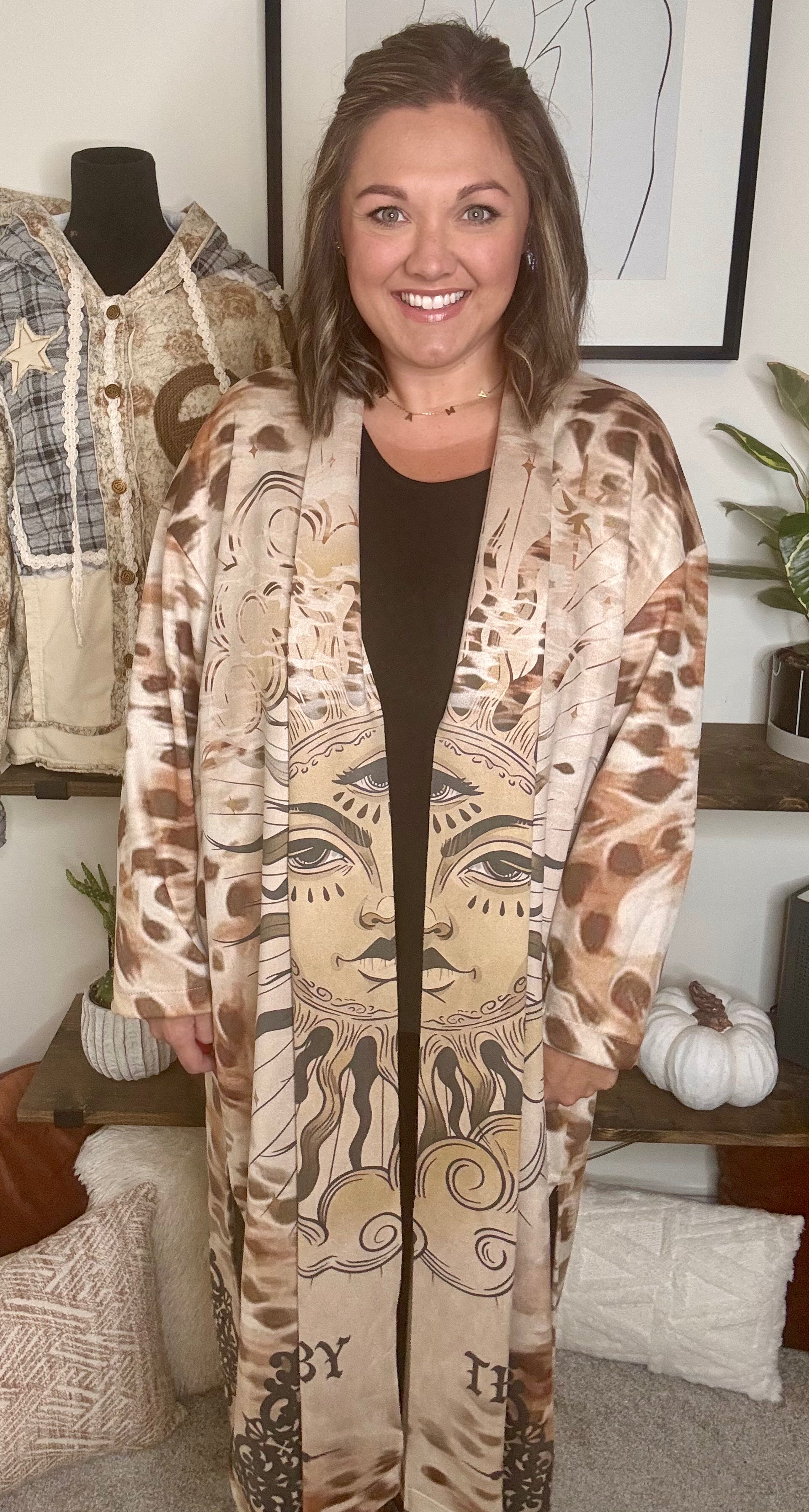 Italian-Made “Live by the Sun” Printed Duster Kimono