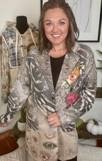 Italian-Made Mystical Eye Print Statement Blazer