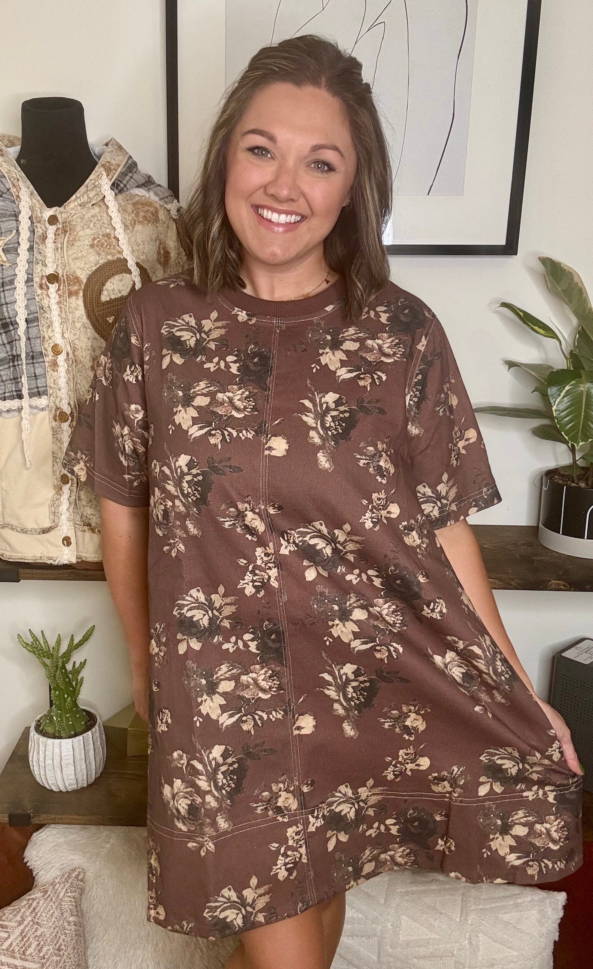 Quinn Mocha Floral Dress