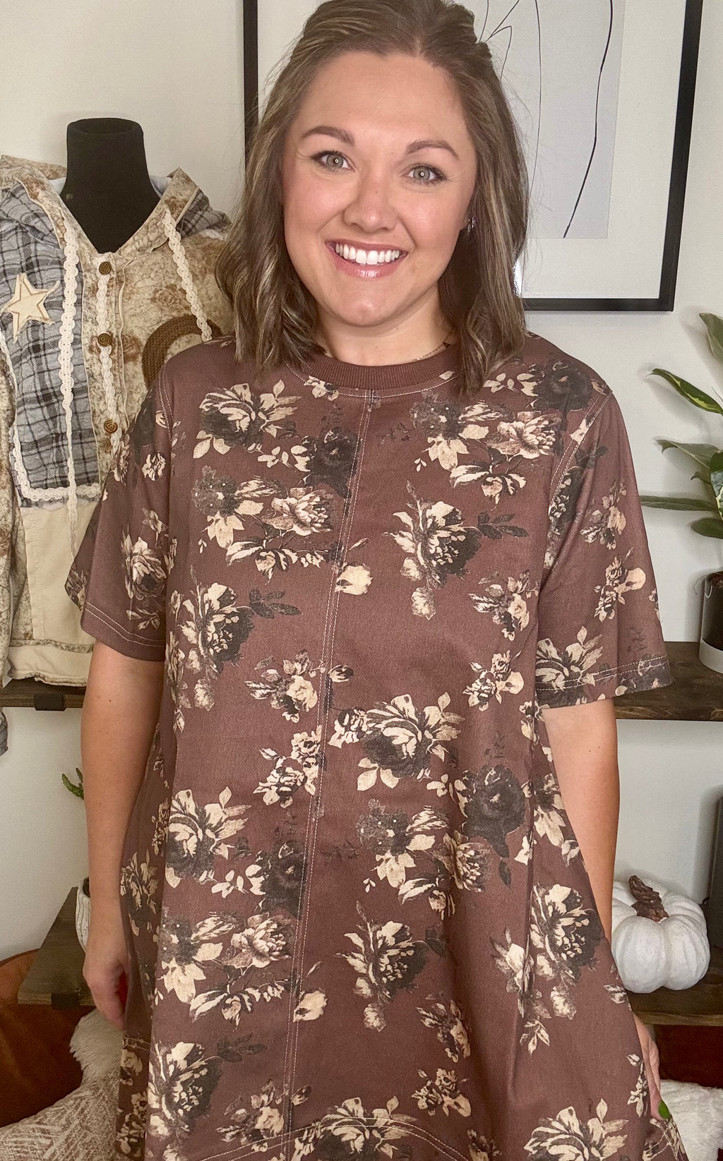 Quinn Mocha Floral Dress
