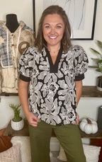 Willa Embroidered Puff Sleeve Top