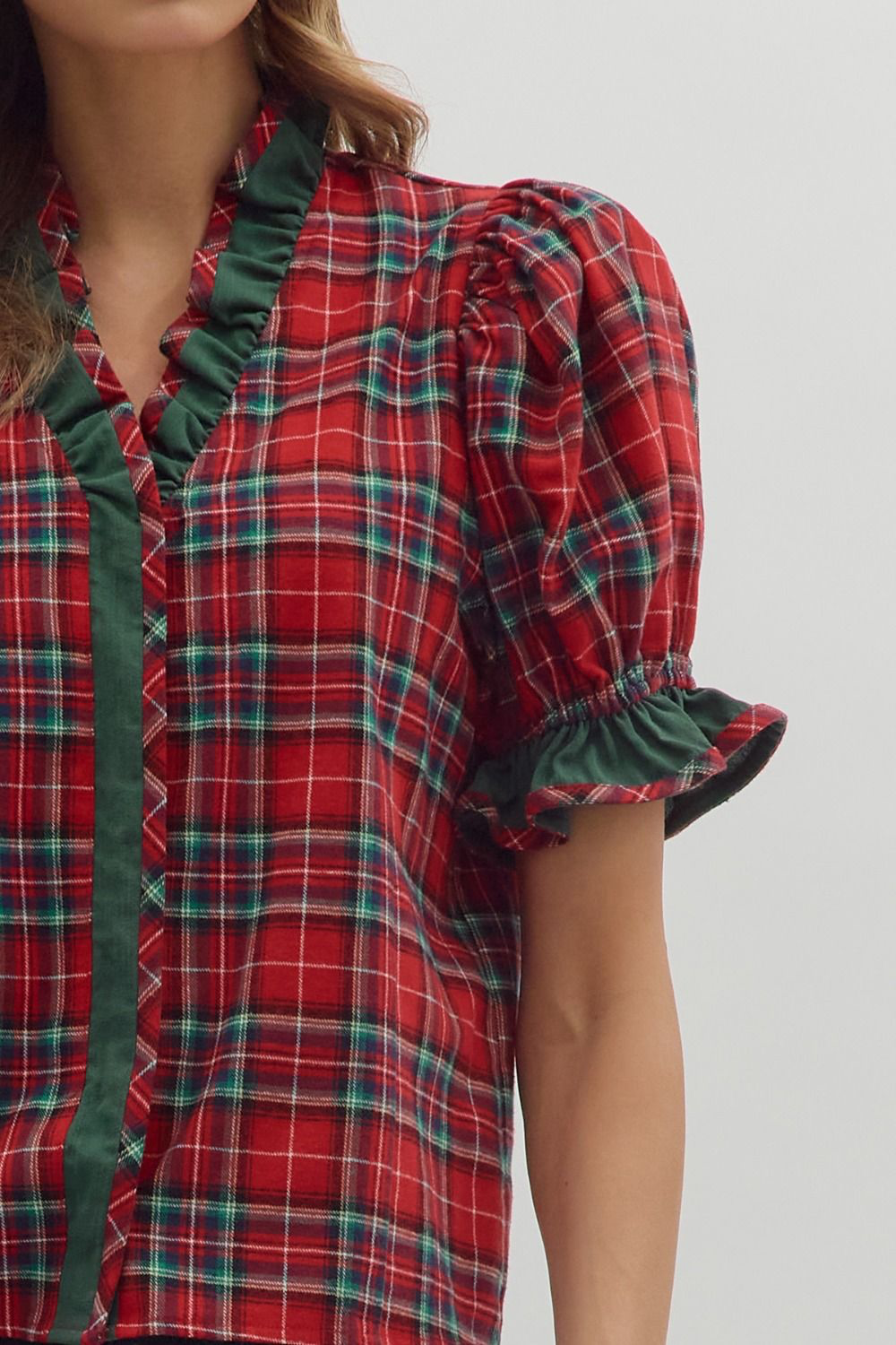 Frances Plaid Puff Sleeve Top